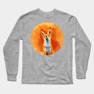 Happy Fox - Orange Illustration Long Sleeve T-Shirt